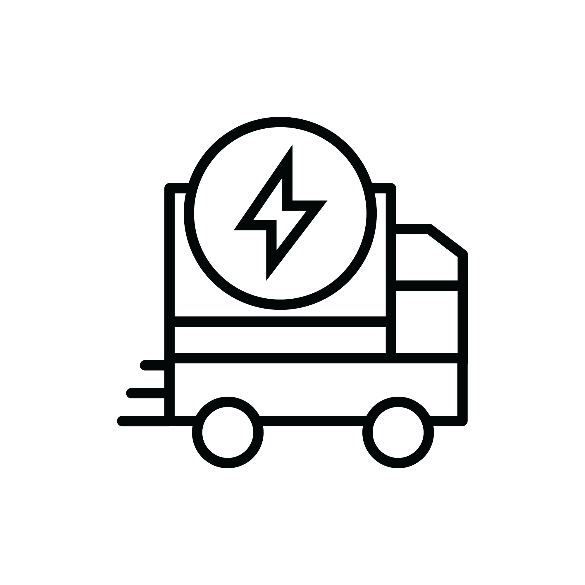 Fast delivery icon of truck and lighting bolt